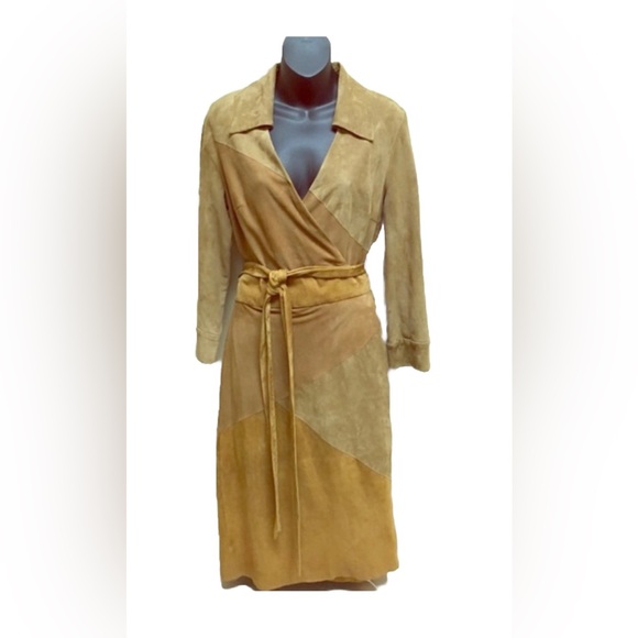 Diane Von Furstenberg Dresses & Skirts - DVF tan suede wrap dress